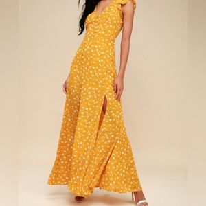 FRESH PICKED MUSTARD YELLOW FLORAL PRINT BACKLESS MAXI DRESS
Lulus